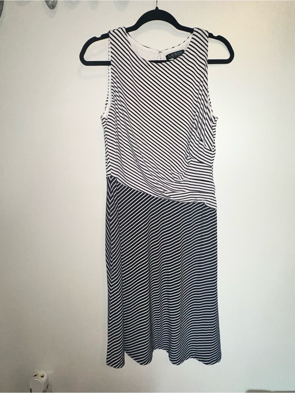 Lauren Ralph Lauren Navy & White Striped Sleeveless Dress